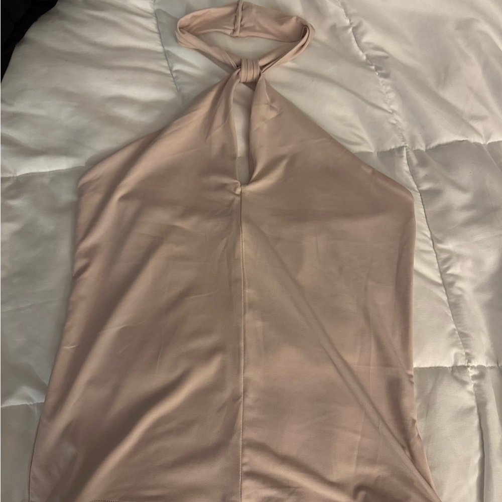Elegant Halter Neck Dress in Nude/Dusty pink